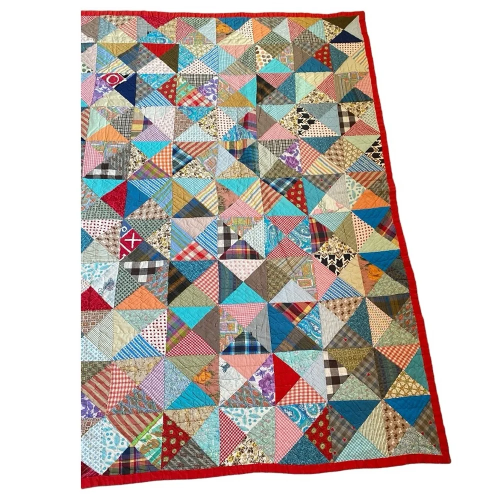 VTG HANDMADE PATCHWORK QUILT - Picture 9 of 14